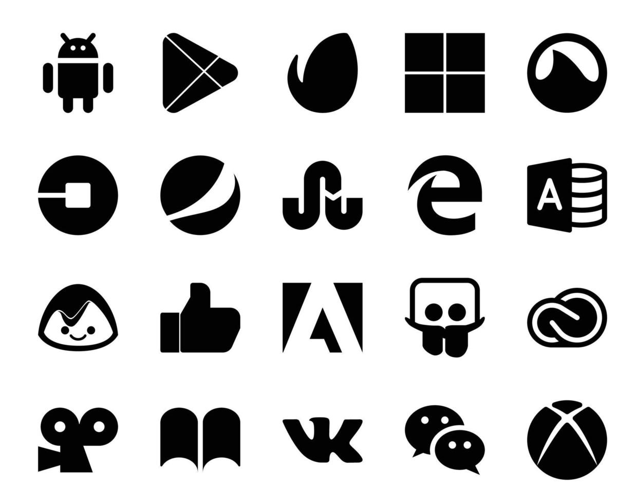 20 Social Media Icon Pack Including creative cloud adobe driver like microsoft access vector