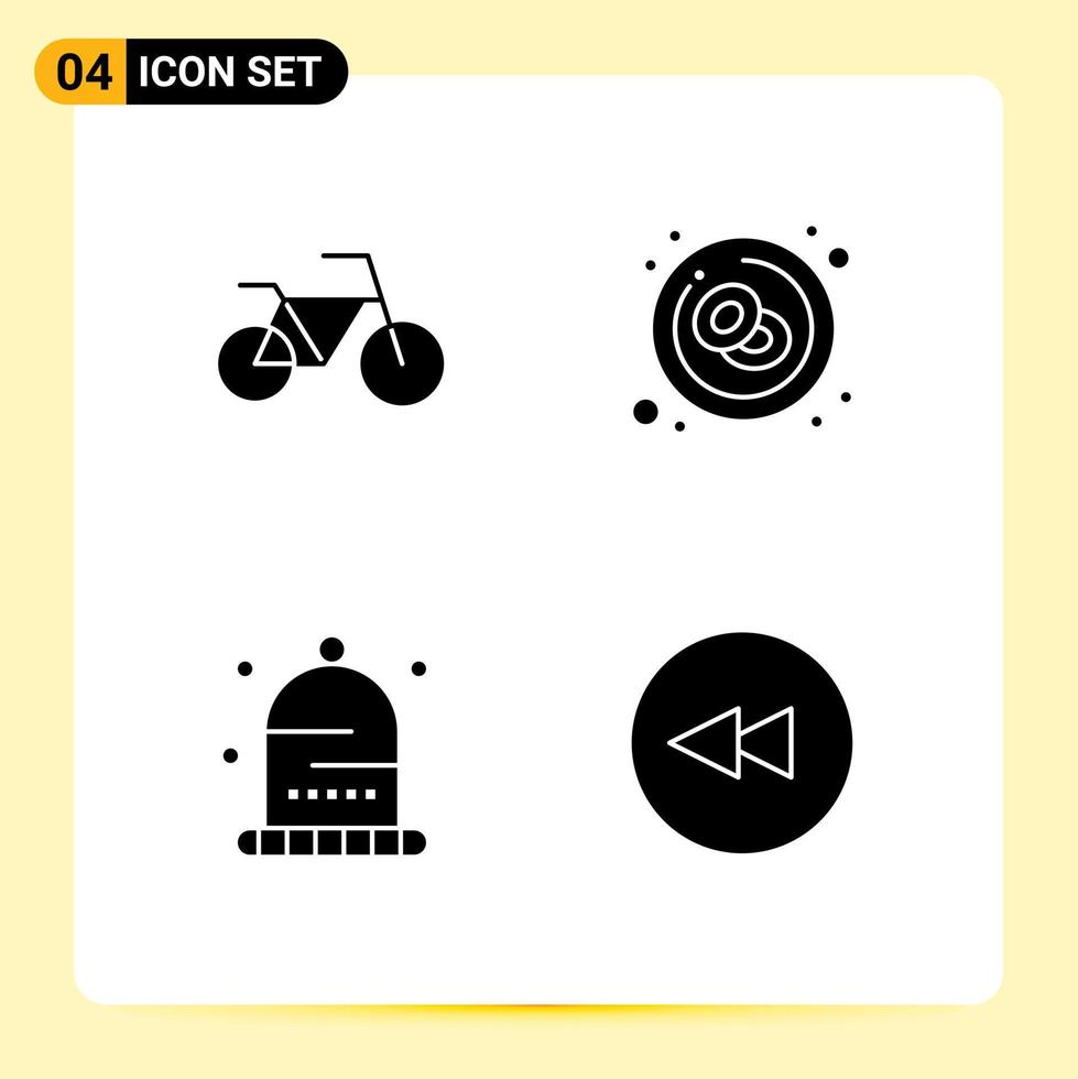 paquete de iconos de vector de stock de 4 signos y símbolos de línea para elementos de diseño de vector editables hacia atrás rojos de cáncer de acción de gracias de bicicleta