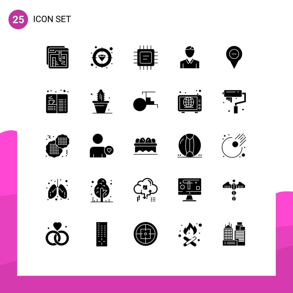 Set of 25 Modern UI Icons Symbols Signs for map person target man account Editable Vector Design Elements