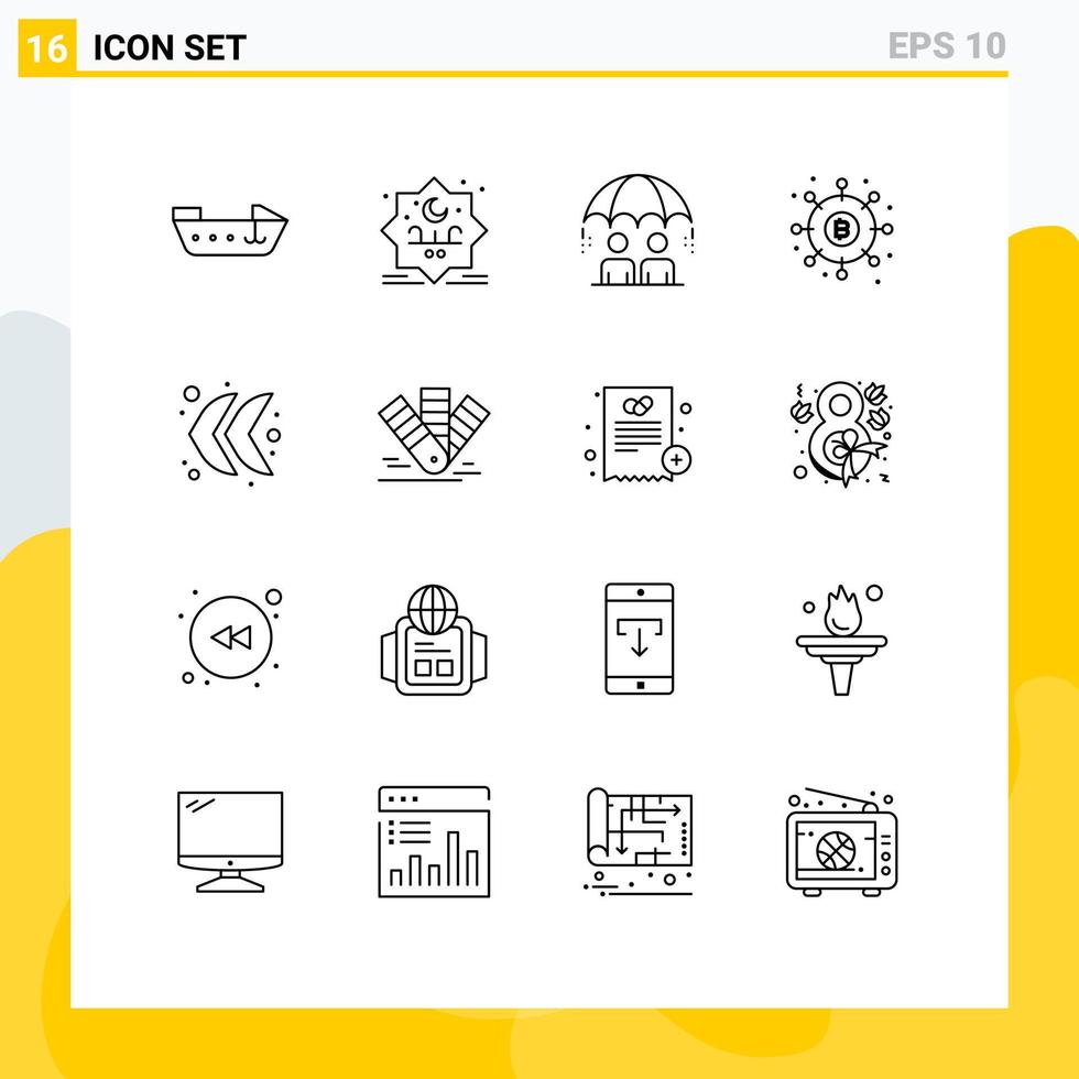Outline Pack of 16 Universal Symbols of direction payments management money dividends Editable Vector Design Elements
