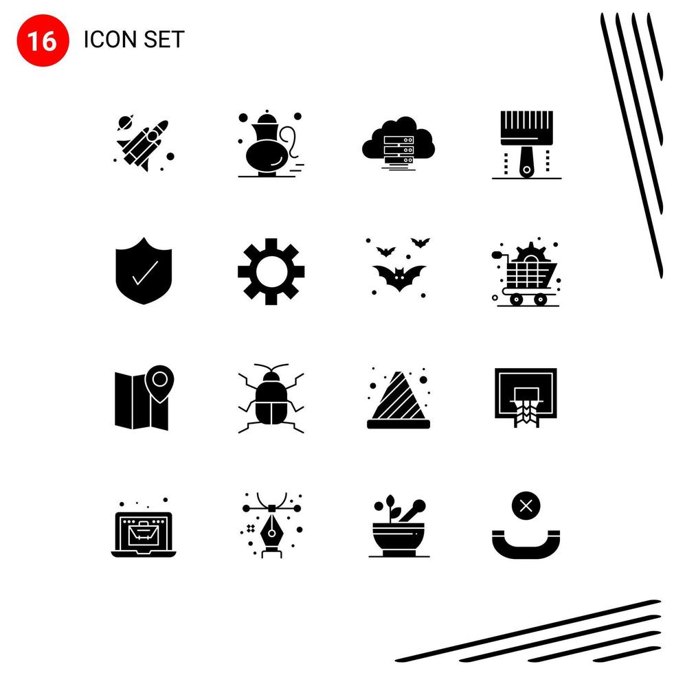 Modern Set of 16 Solid Glyphs Pictograph of programing development cloud design flow Editable Vector Design Elements