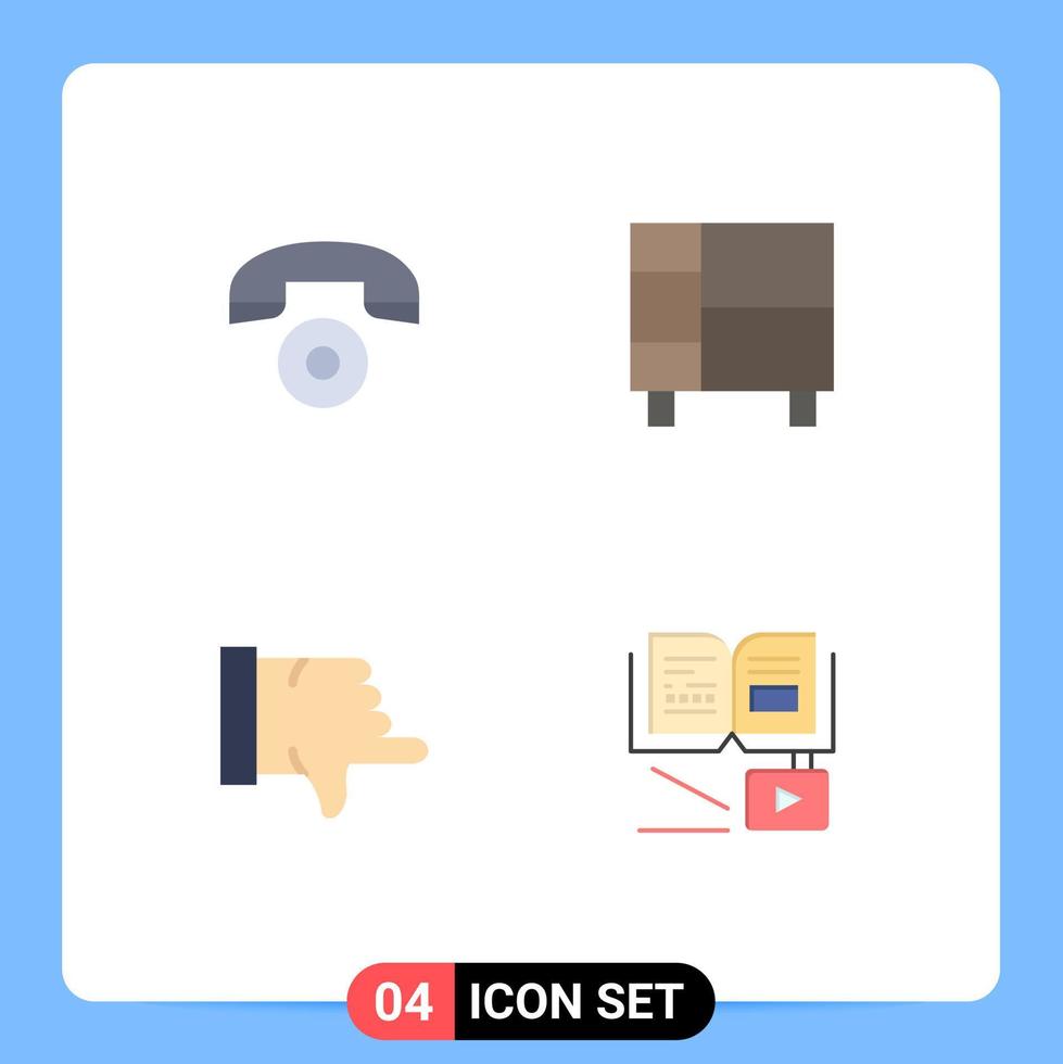 4 User Interface Flat Icon Pack of modern Signs and Symbols of telephone thumbs down appliances house growth Editable Vector Design Elements