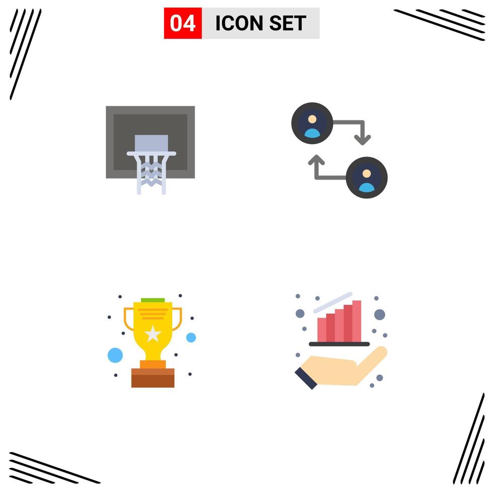 4 Thematic Vector Flat Icons and Editable Symbols of basket cup pole change star Editable Vector Design Elements