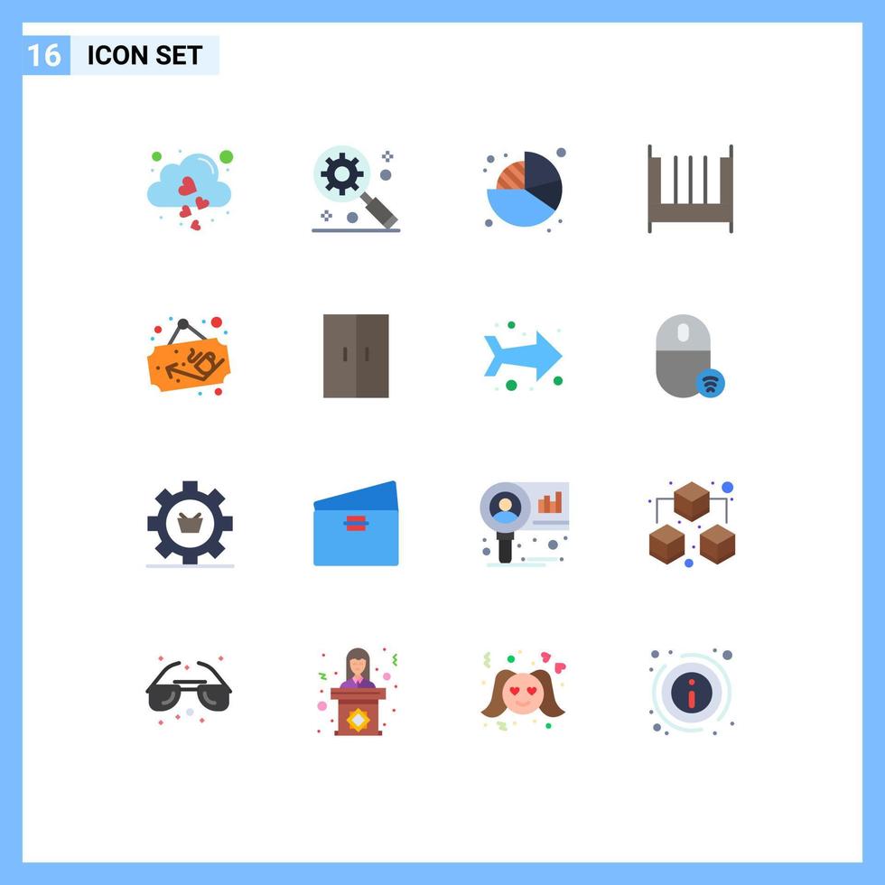16 User Interface Flat Color Pack of modern Signs and Symbols of shop coffee chart interior bedroom Editable Pack of Creative Vector Design Elements
