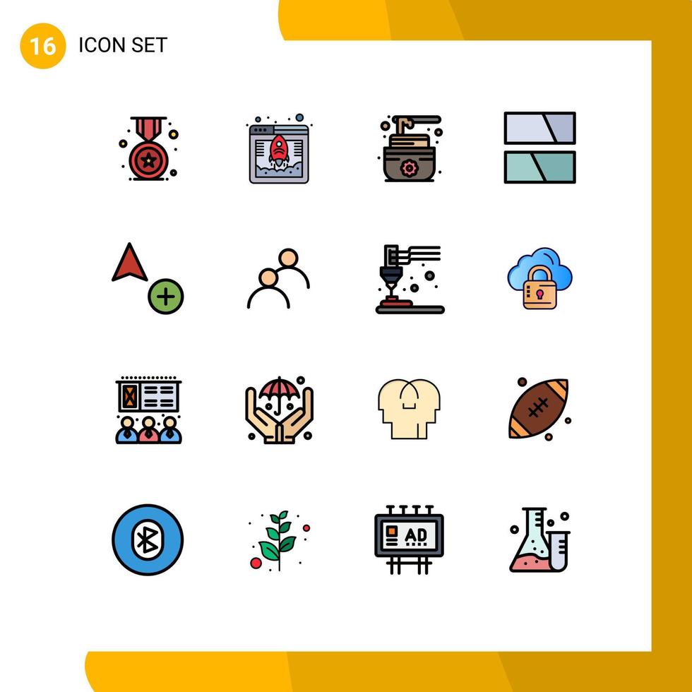 conjunto de 16 iconos de interfaz de usuario modernos signos de símbolos para el cursor añadir marco de diseño de sauna elementos de diseño de vectores creativos editables