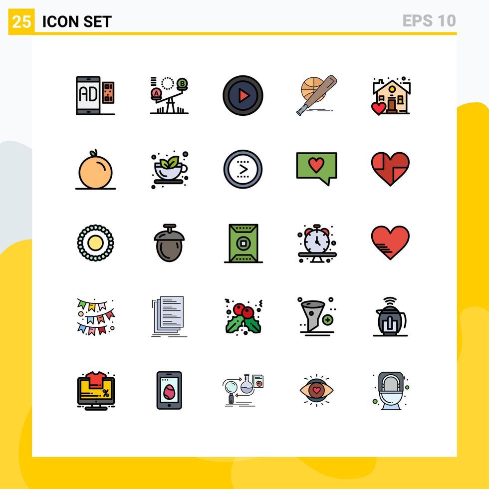 Set of 25 Modern UI Icons Symbols Signs for game basket lift baseball ui Editable Vector Design Elements