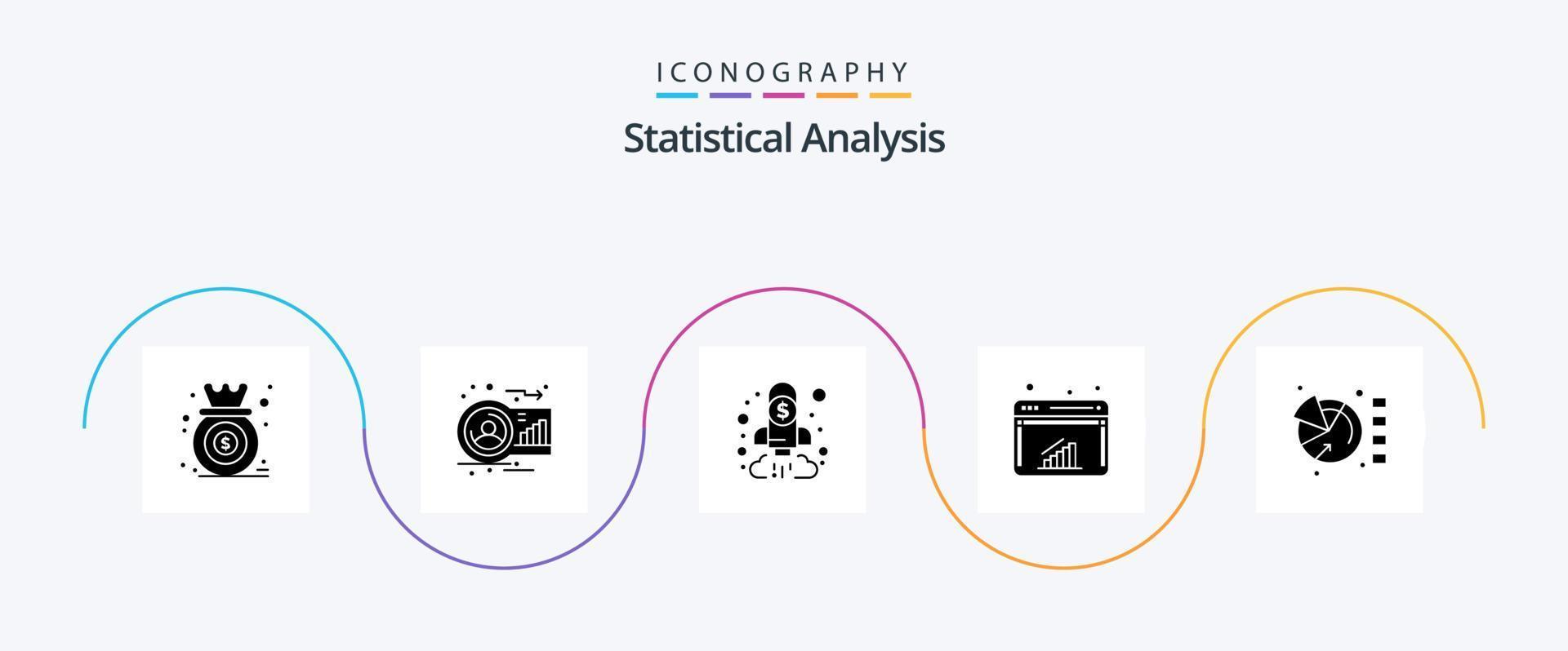 Statistical Analysis Glyph 5 Icon Pack Including internet. chart. human. goal. chart vector