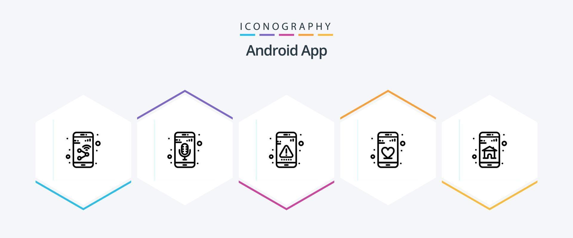 Android App 25 Line icon pack including app. dating. phone recorder. app. interface vector