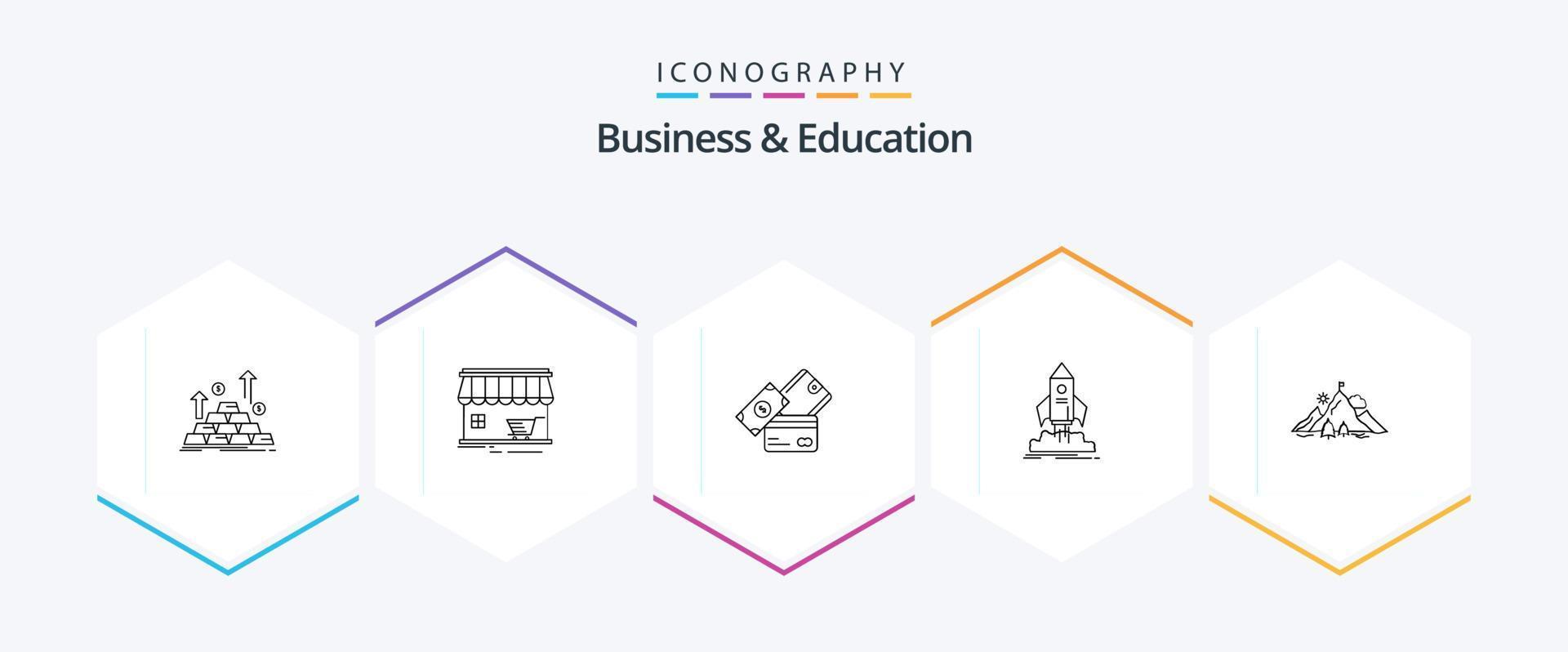 Business And Education 25 Line icon pack including ship. launch. building. wallet. currency vector