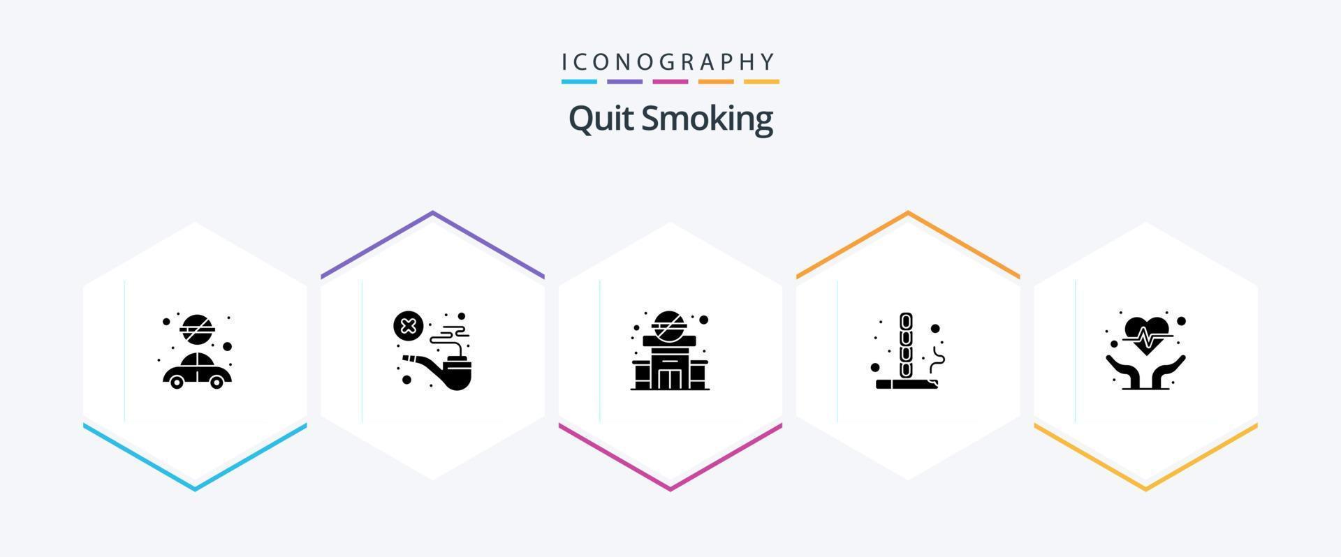 Quit Smoking 25 Glyph icon pack including banned. hospital. smoking. not allowed. block vector