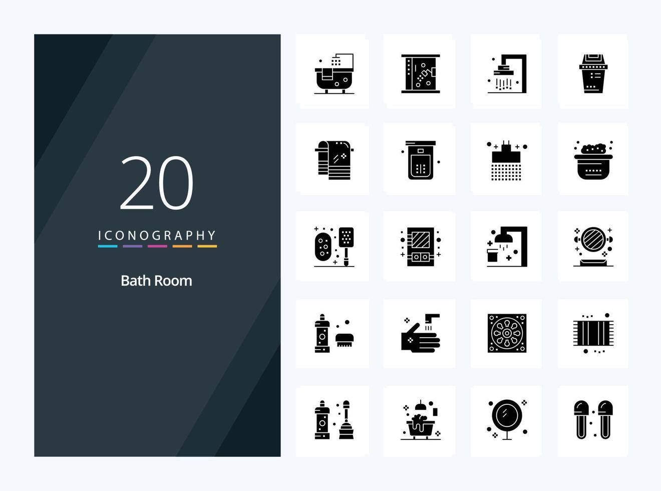 20 Bath Room Solid Glyph icon for presentation vector