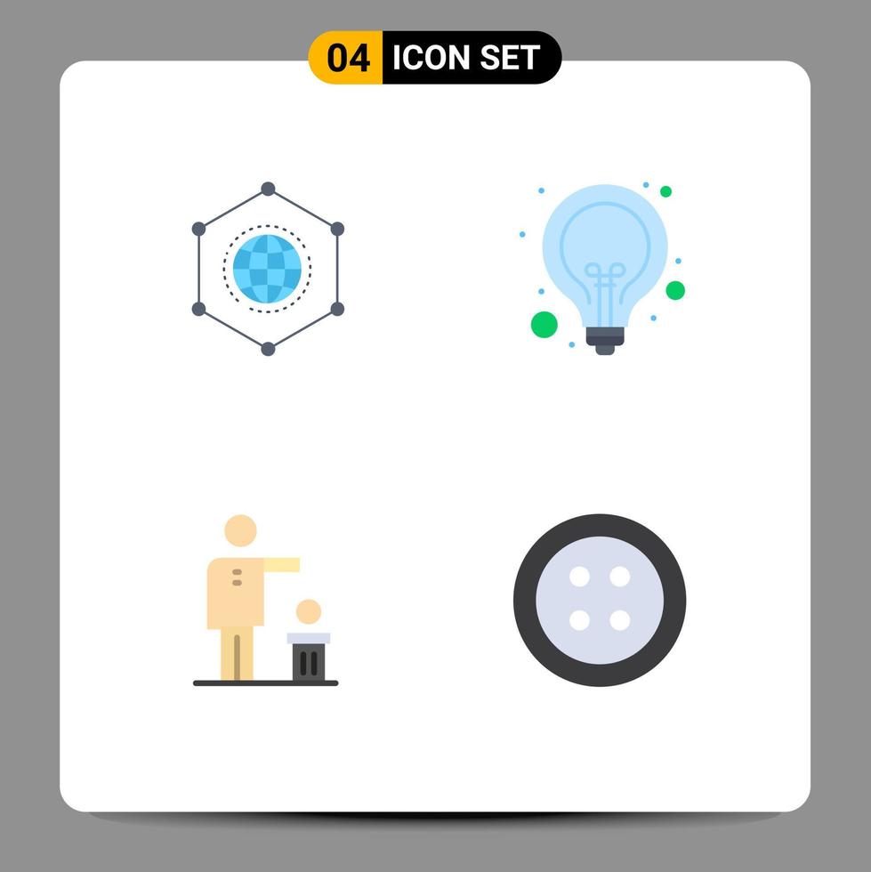 Flat Icon Pack of 4 Universal Symbols of network web connection idea idea Editable Vector Design Elements