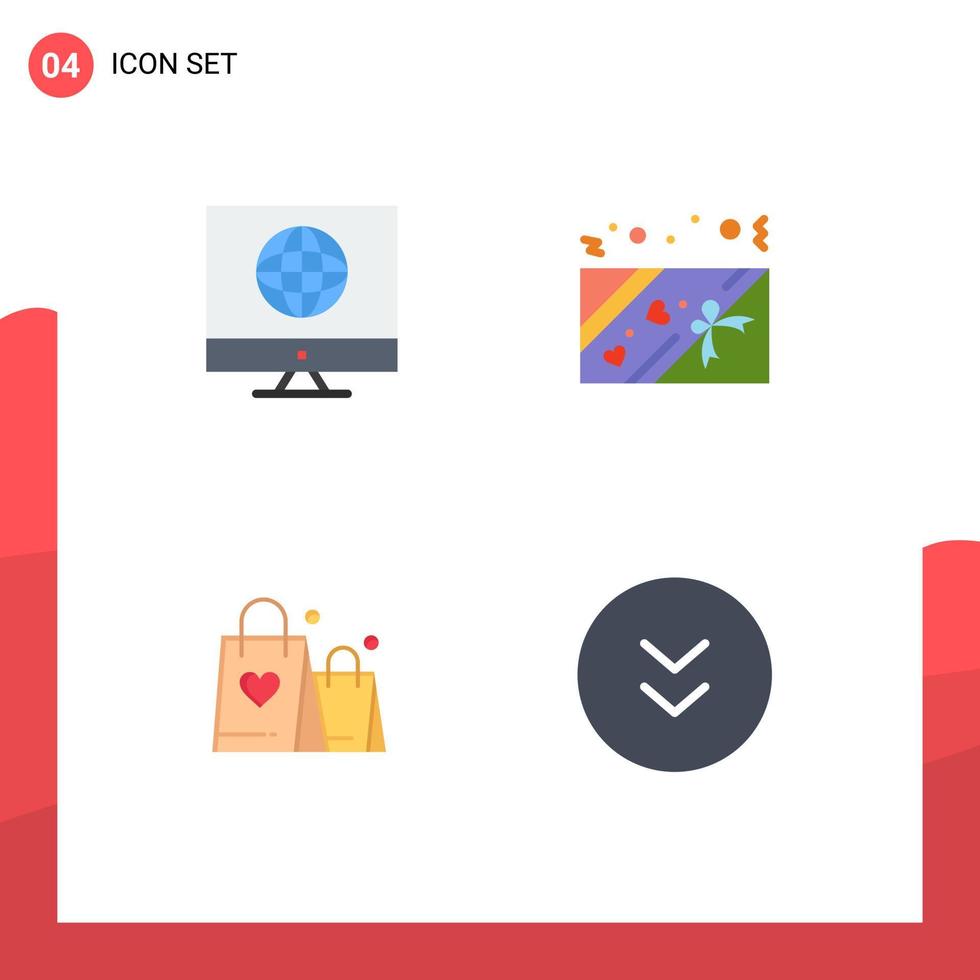 Group of 4 Modern Flat Icons Set for communication heart web present arrows Editable Vector Design Elements