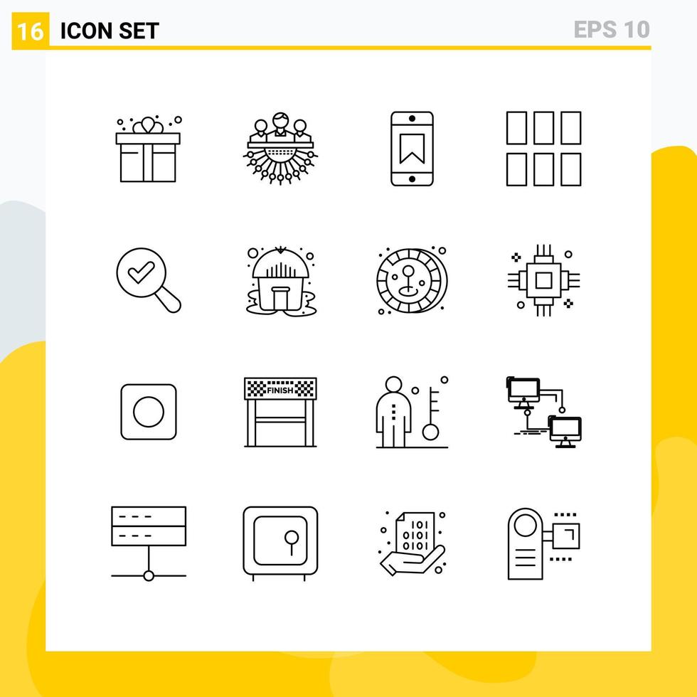 conjunto de 16 iconos modernos de la interfaz de usuario signos de símbolos para el diseño de búsqueda externalizar la edición de imágenes elementos de diseño vectorial editables vector