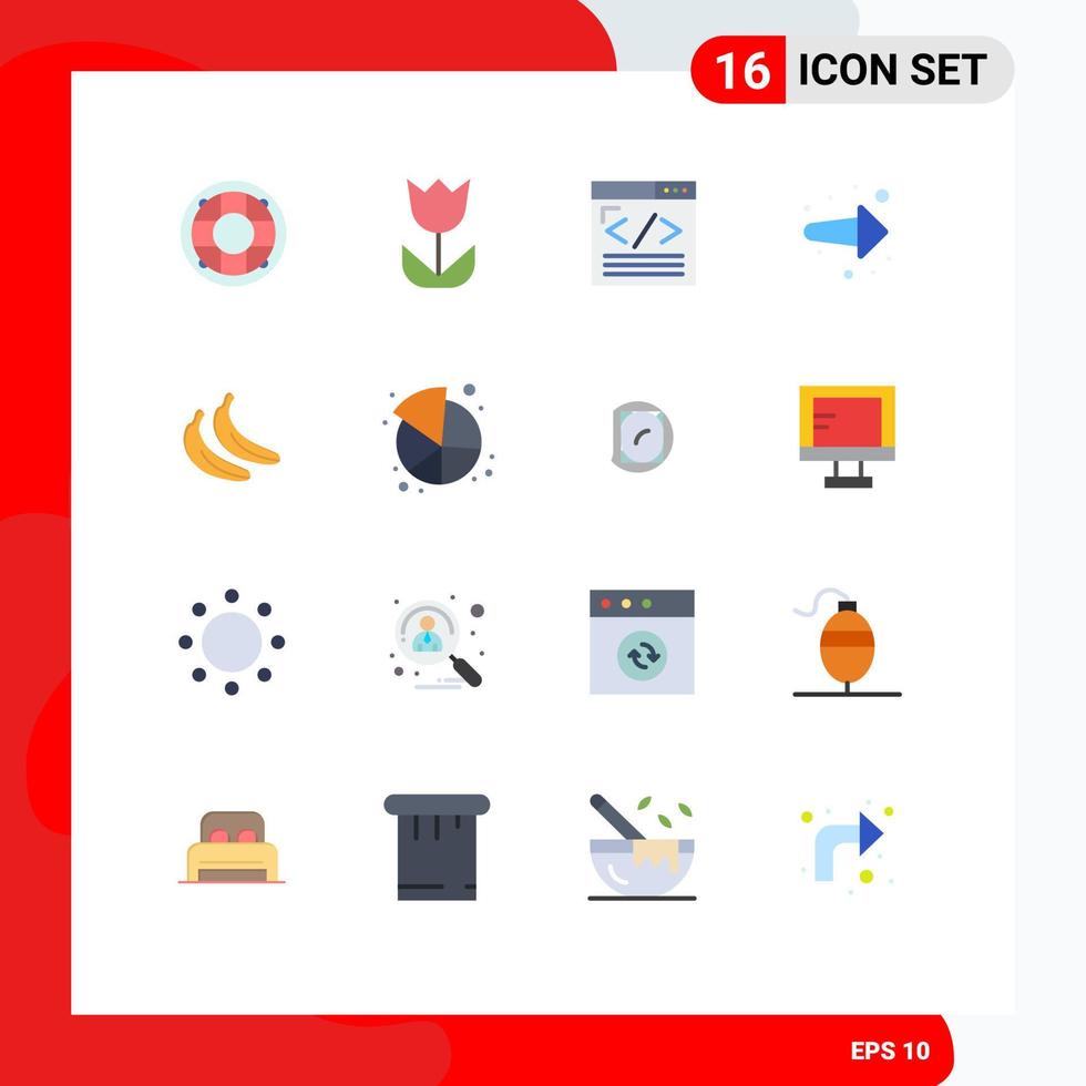 Editable Vector Line Pack of 16 Simple Flat Colors of right back photo arrow web design Editable Pack of Creative Vector Design Elements