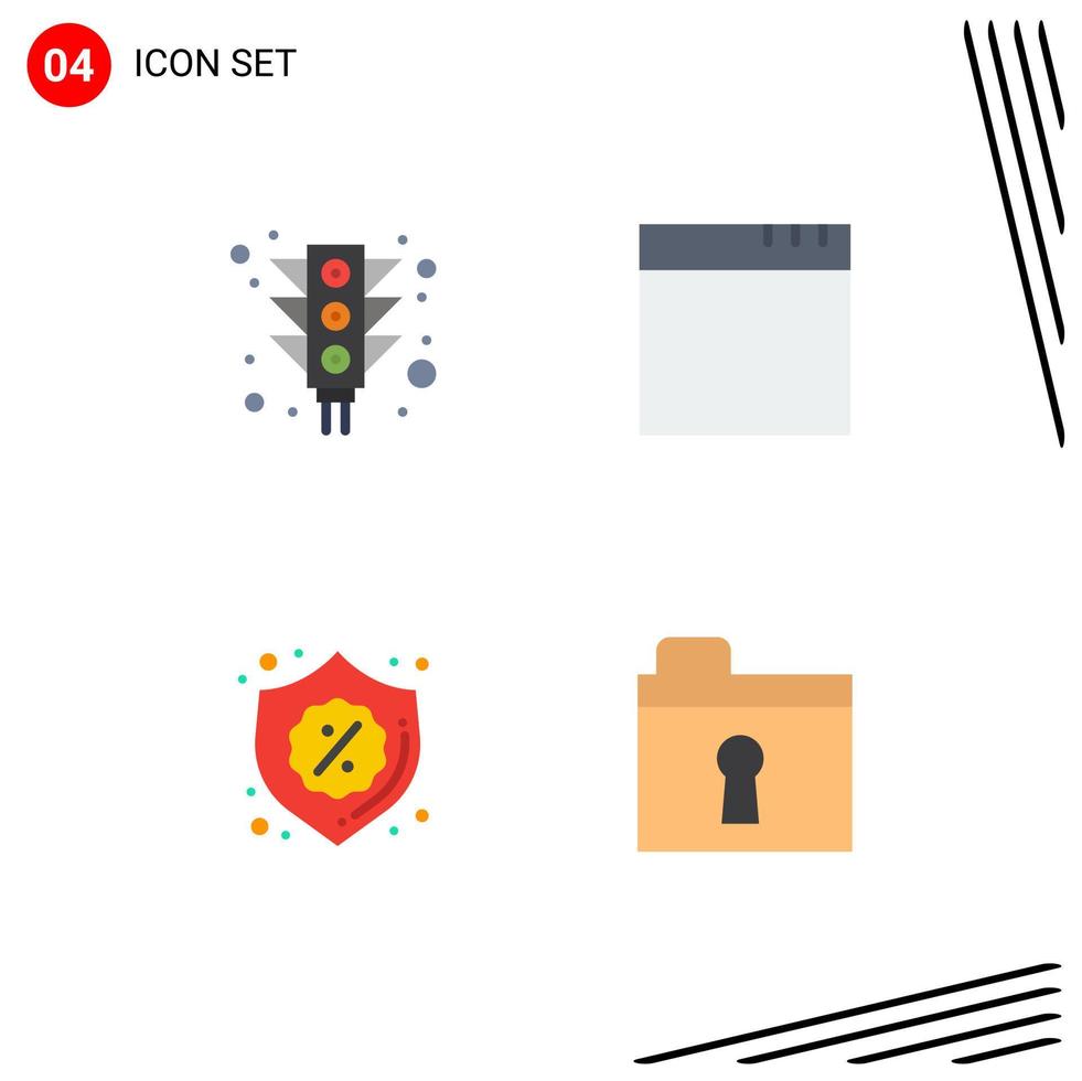 Pack of 4 Modern Flat Icons Signs and Symbols for Web Print Media such as city sale signal security keyhole Editable Vector Design Elements