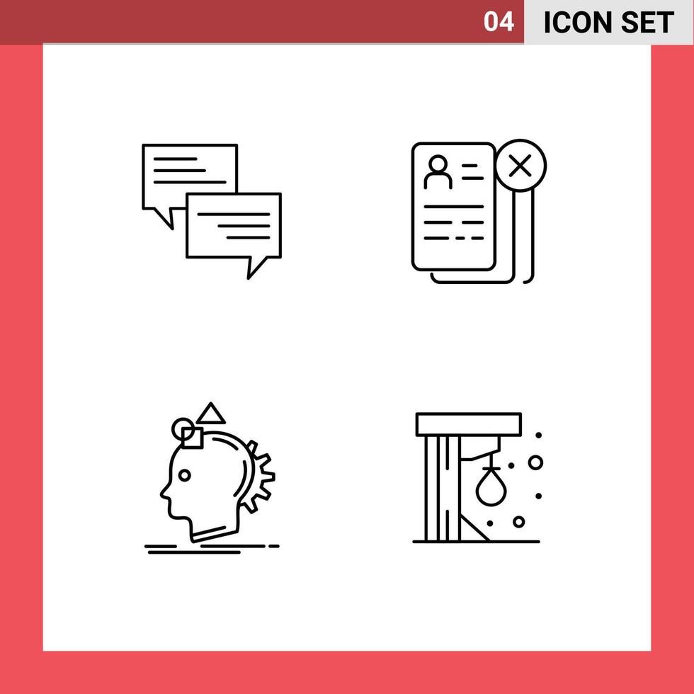 Line Pack of 4 Universal Symbols of sms resume bubble career imaginative Editable Vector Design Elements