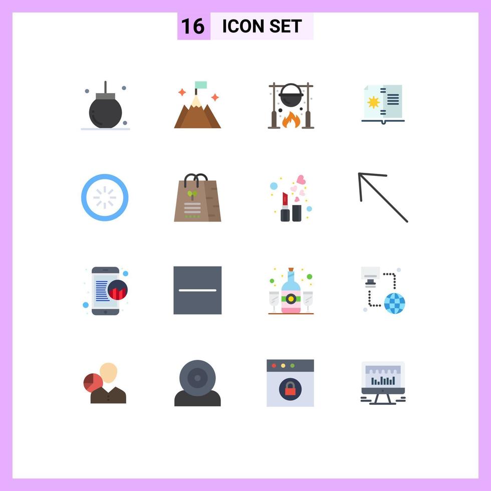 16 Thematic Vector Flat Colors and Editable Symbols of instruction guide interface book food Editable Pack of Creative Vector Design Elements