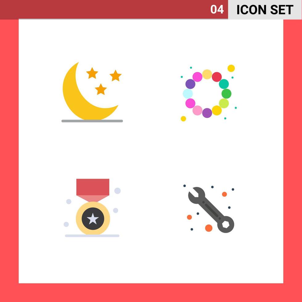 User Interface Pack of 4 Basic Flat Icons of moon win beads award customer Editable Vector Design Elements