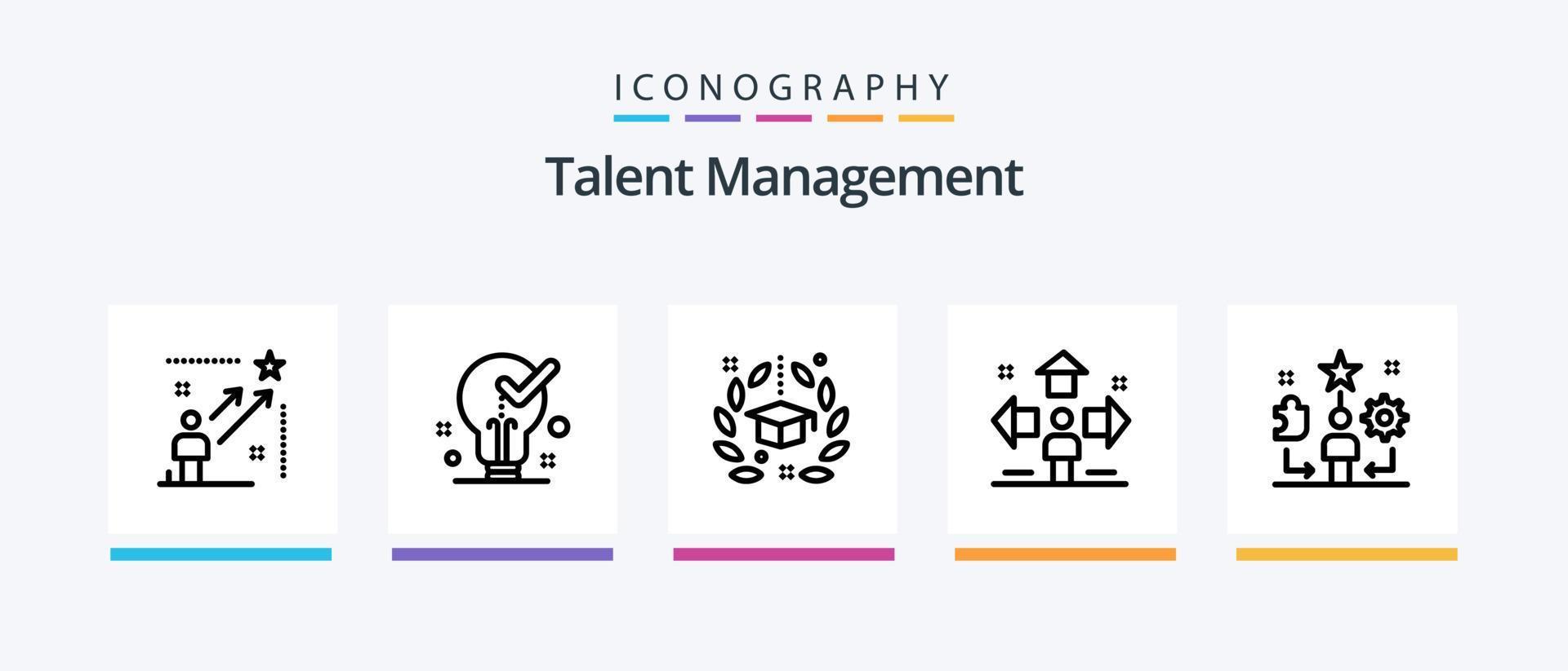 paquete de iconos de la línea 5 de gestión de talentos que incluye configuración. engranaje. estrella. éxito. estrella. diseño de iconos creativos vector