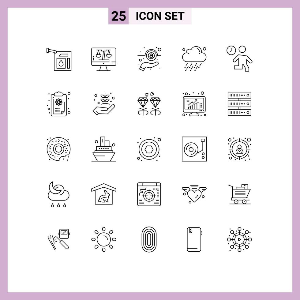 Pictogram Set of 25 Simple Lines of fast wind email weather cloud Editable Vector Design Elements