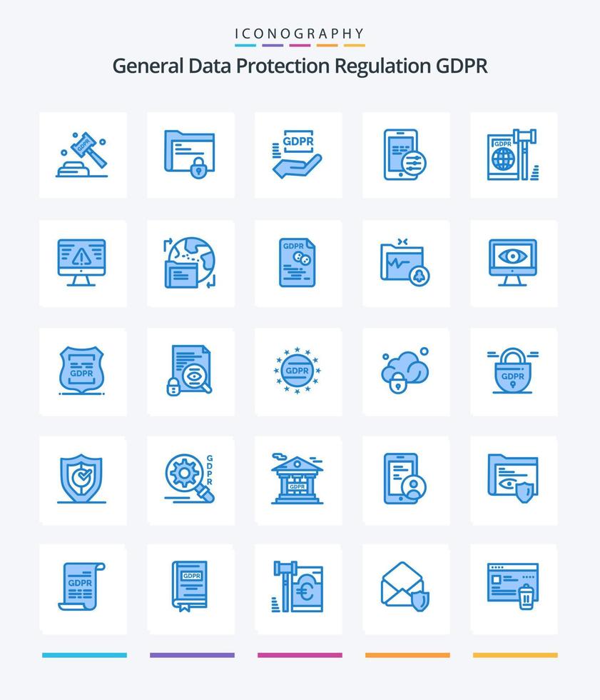 Creative Gdpr 25 Blue icon pack  Such As business. mobile. lock. gdpr. hand vector