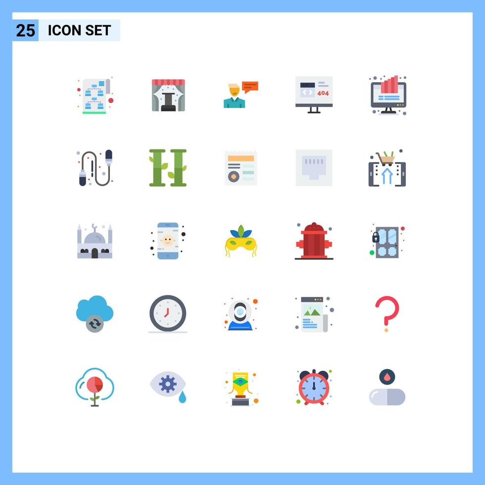 Pack of 25 Modern Flat Colors Signs and Symbols for Web Print Media such as error develop chat browser conversation Editable Vector Design Elements