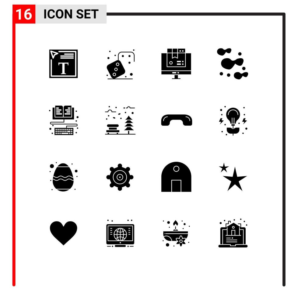 Group of 16 Solid Glyphs Signs and Symbols for ebook potato box food valentine Editable Vector Design Elements