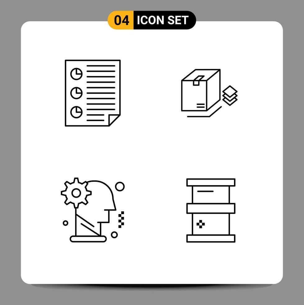 Pictogram Set of 4 Simple Filledline Flat Colors of data brain page surprize man Editable Vector Design Elements