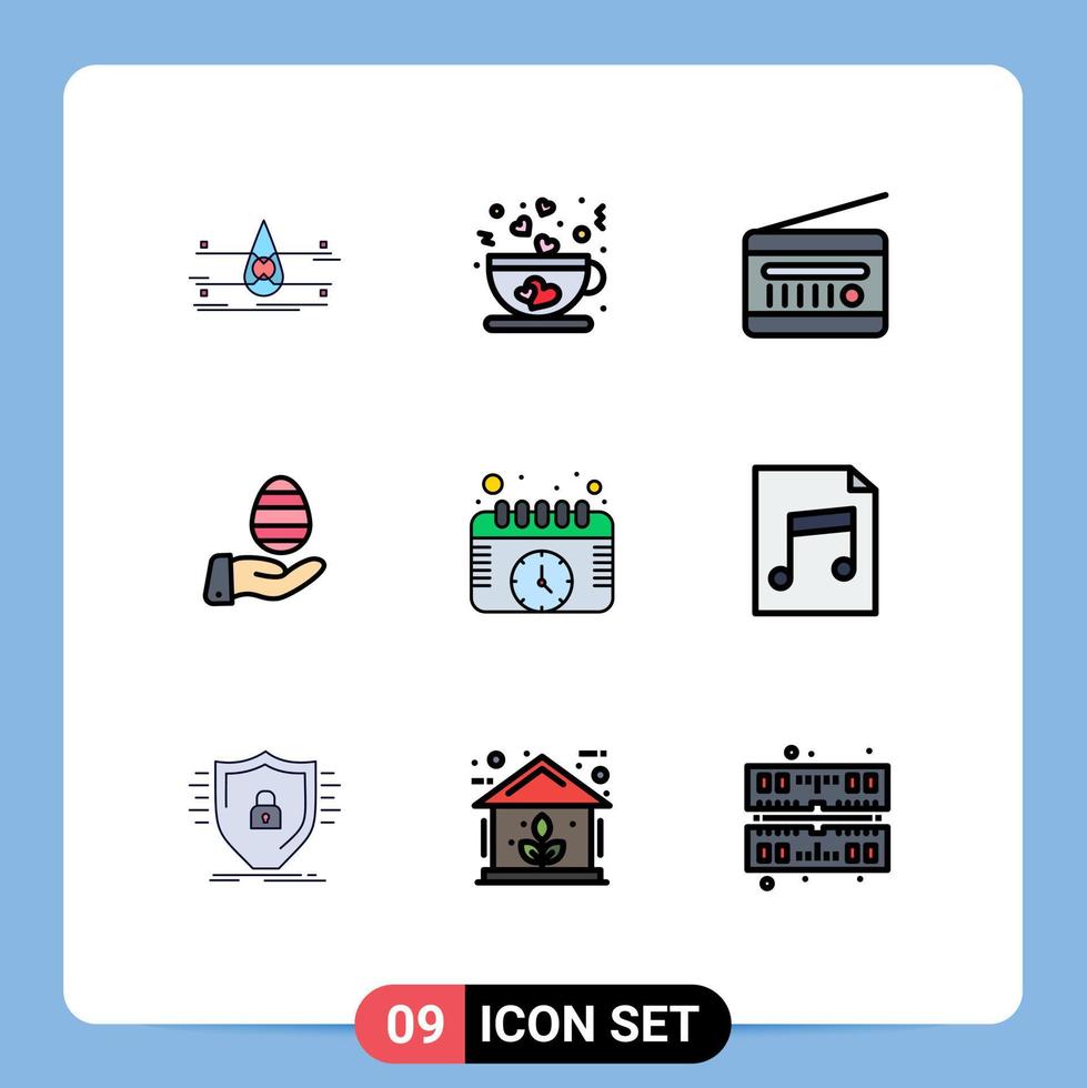 9 Filledline Flat Color concept for Websites Mobile and Apps nature egg tea hand radio receiver Editable Vector Design Elements