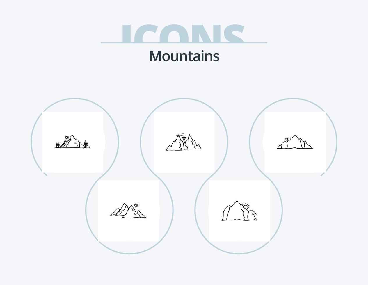 paquete de iconos de línea de montañas 5 diseño de iconos. Cerro. montaña. naturaleza. escena. naturaleza vector