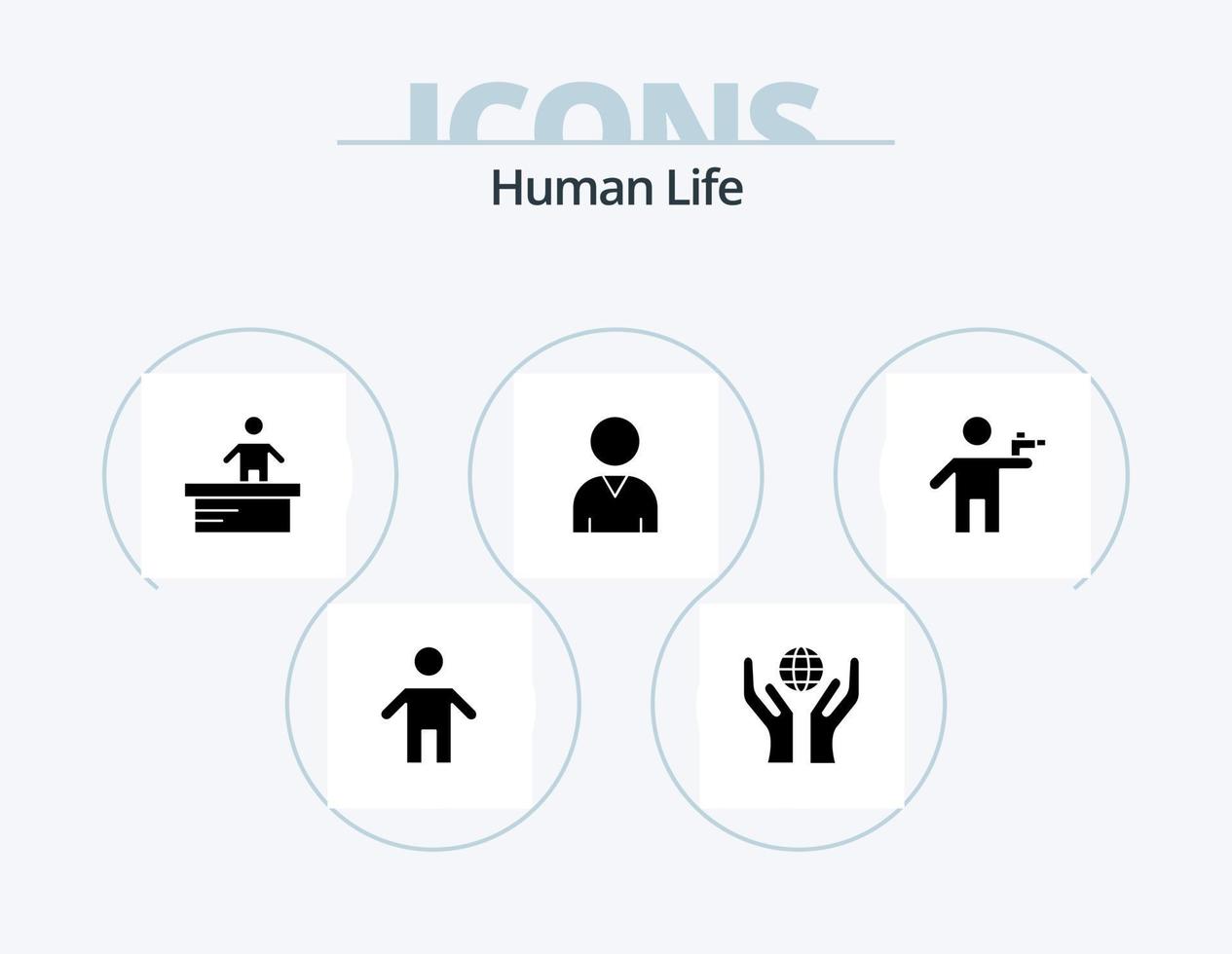 Human Glyph Icon Pack 5 Icon Design. murderer. gunner. desk. gunman. resources vector