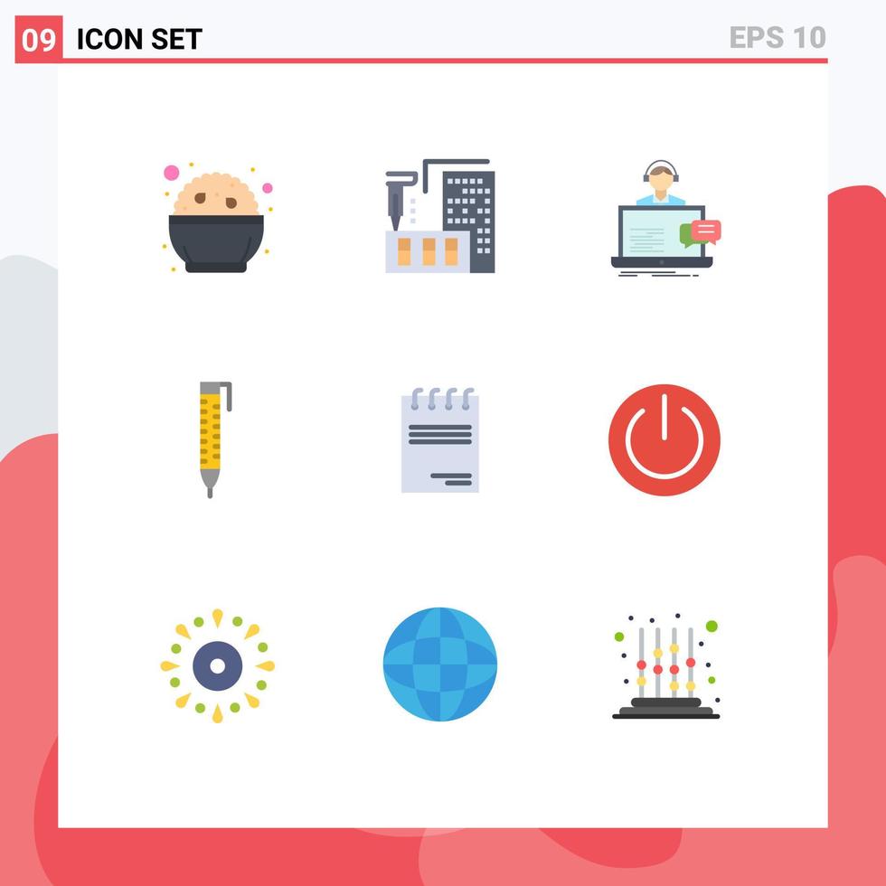 User Interface Pack of 9 Basic Flat Colors of document design support pencil help Editable Vector Design Elements