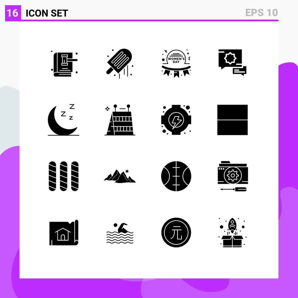 Stock Vector Icon Pack of 16 Line Signs and Symbols for moon prayer summer islamic women Editable Vector Design Elements