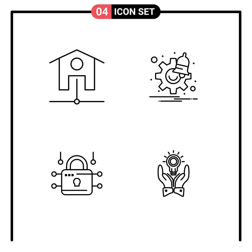 Concepto de 4 líneas para sitios web móviles y aplicaciones solución de tiempo de notificación de seguridad de red elementos de diseño vectorial editables vector
