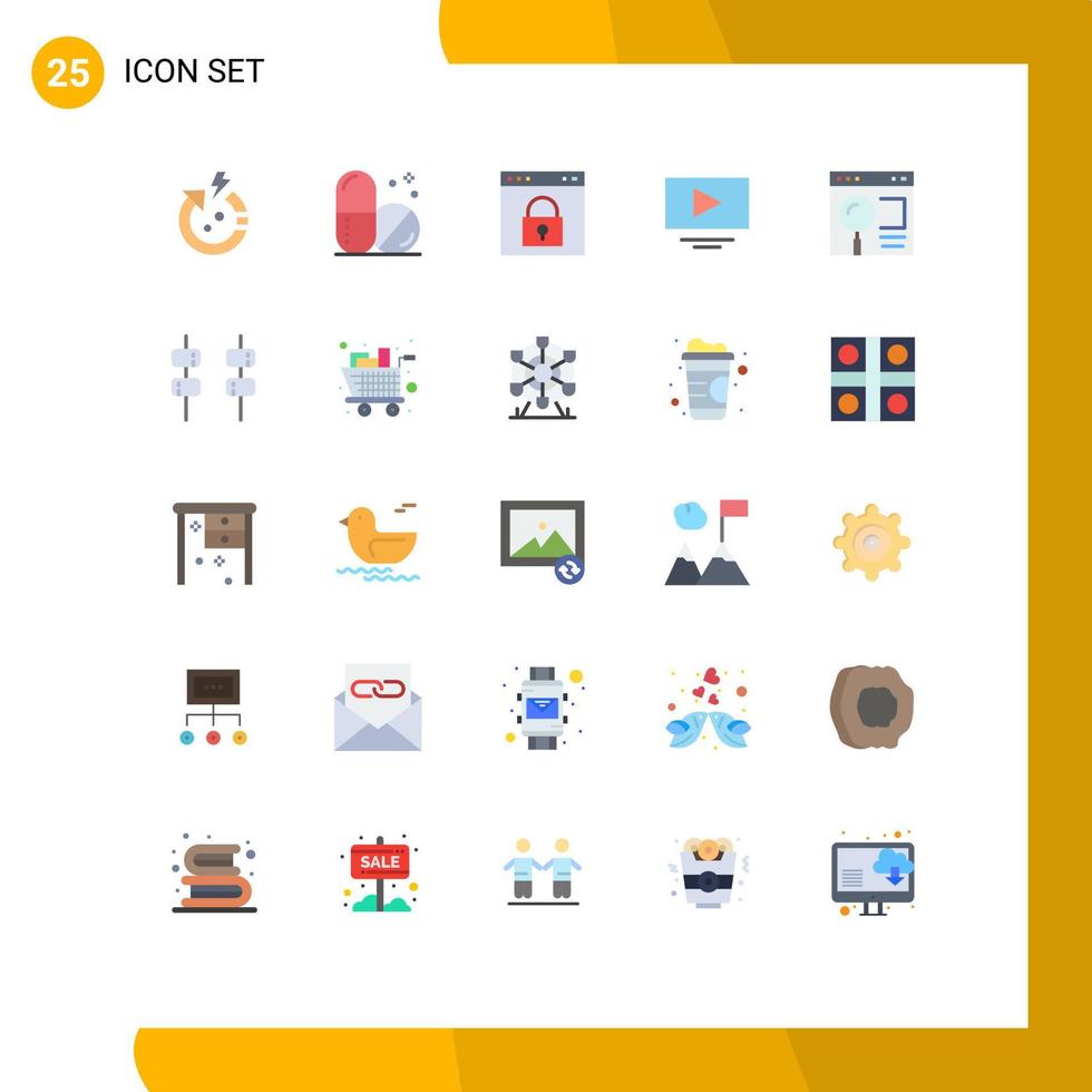 25 Universal Flat Colors Set for Web and Mobile Applications page browser interface youtube video Editable Vector Design Elements