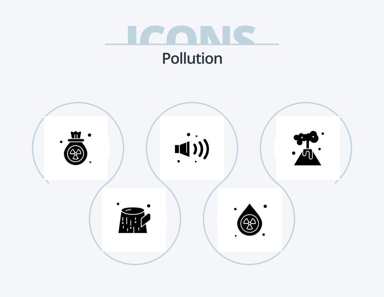 Pollution Glyph Icon Pack 5 Icon Design. . nuclear. pollution. energy. noise vector