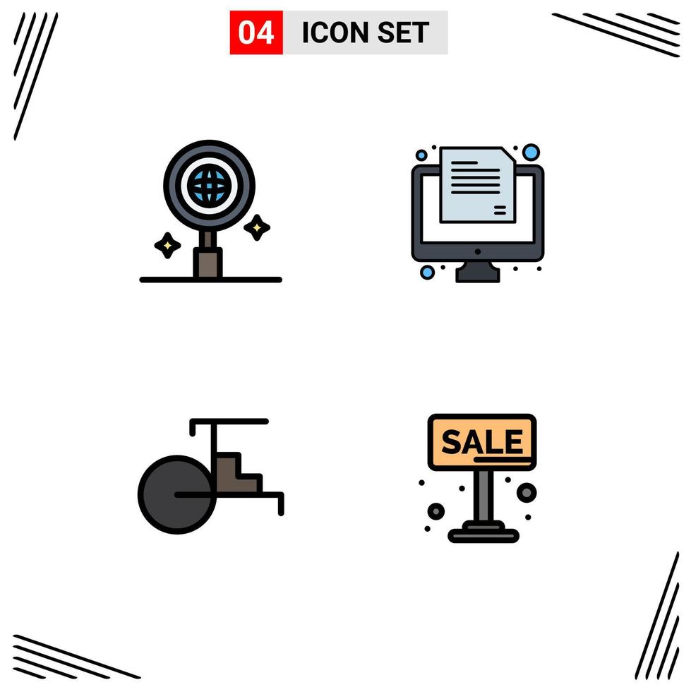 Set of 4 Vector Filledline Flat Colors on Grid for business transportation exam paper sale Editable Vector Design Elements