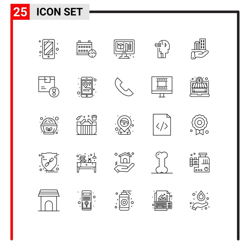 Pictogram Set of 25 Simple Lines of sustainable business process architecture man Editable Vector Design Elements