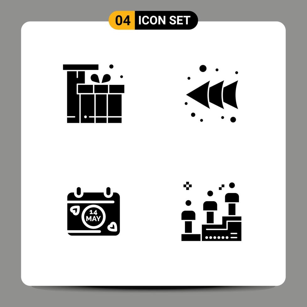 Universal Icon Symbols Group of 4 Modern Solid Glyphs of gift date eid left leaderboard Editable Vector Design Elements