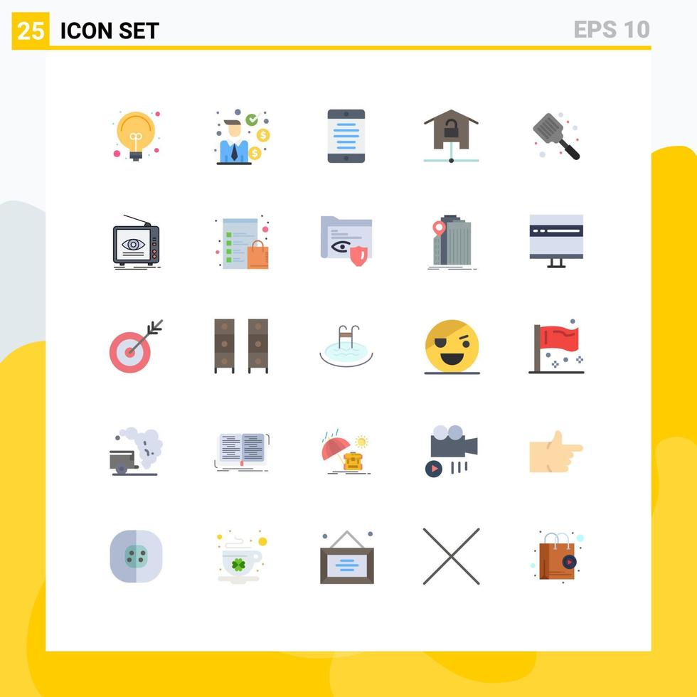 25 Universal Flat Color Signs Symbols of baked smart home interface kit devices Editable Vector Design Elements