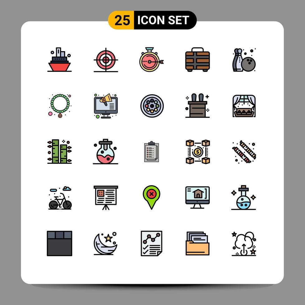 Universal Icon Symbols Group of 25 Modern Filled line Flat Colors of hobbies travel management transportation beach Editable Vector Design Elements