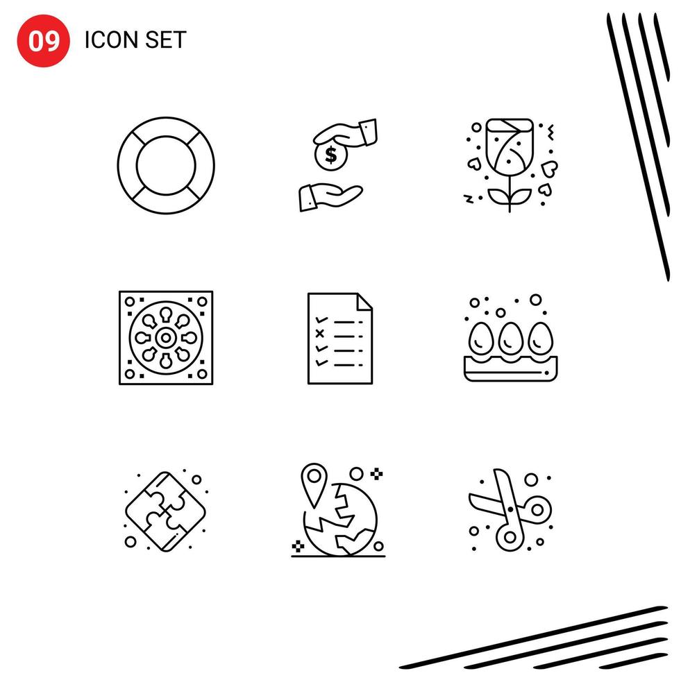 Mobile Interface Outline Set of 9 Pictograms of file toilet corrupt hole bathroom Editable Vector Design Elements