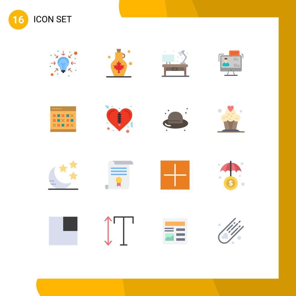 Modern Set of 16 Flat Colors Pictograph of meeting consulting leaf business desk Editable Pack of Creative Vector Design Elements