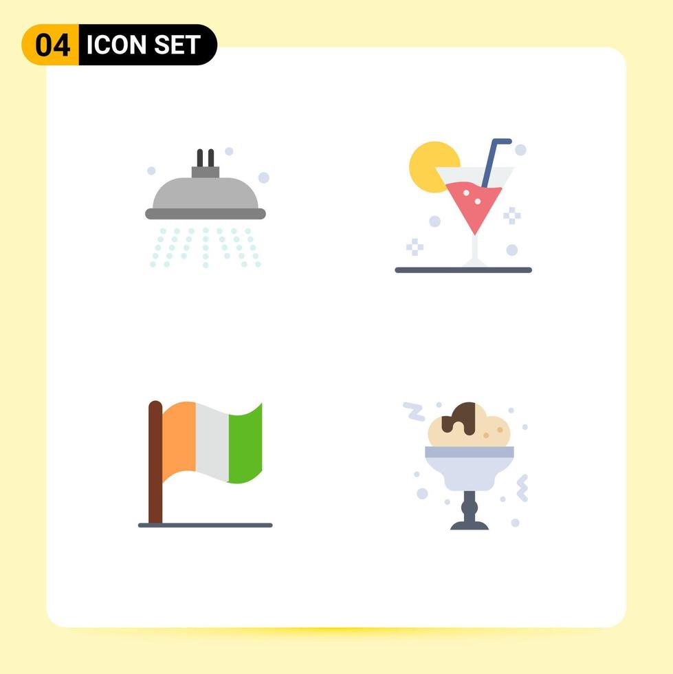 Flat Icon Pack of 4 Universal Symbols of water ireland beach drink wine Editable Vector Design Elements