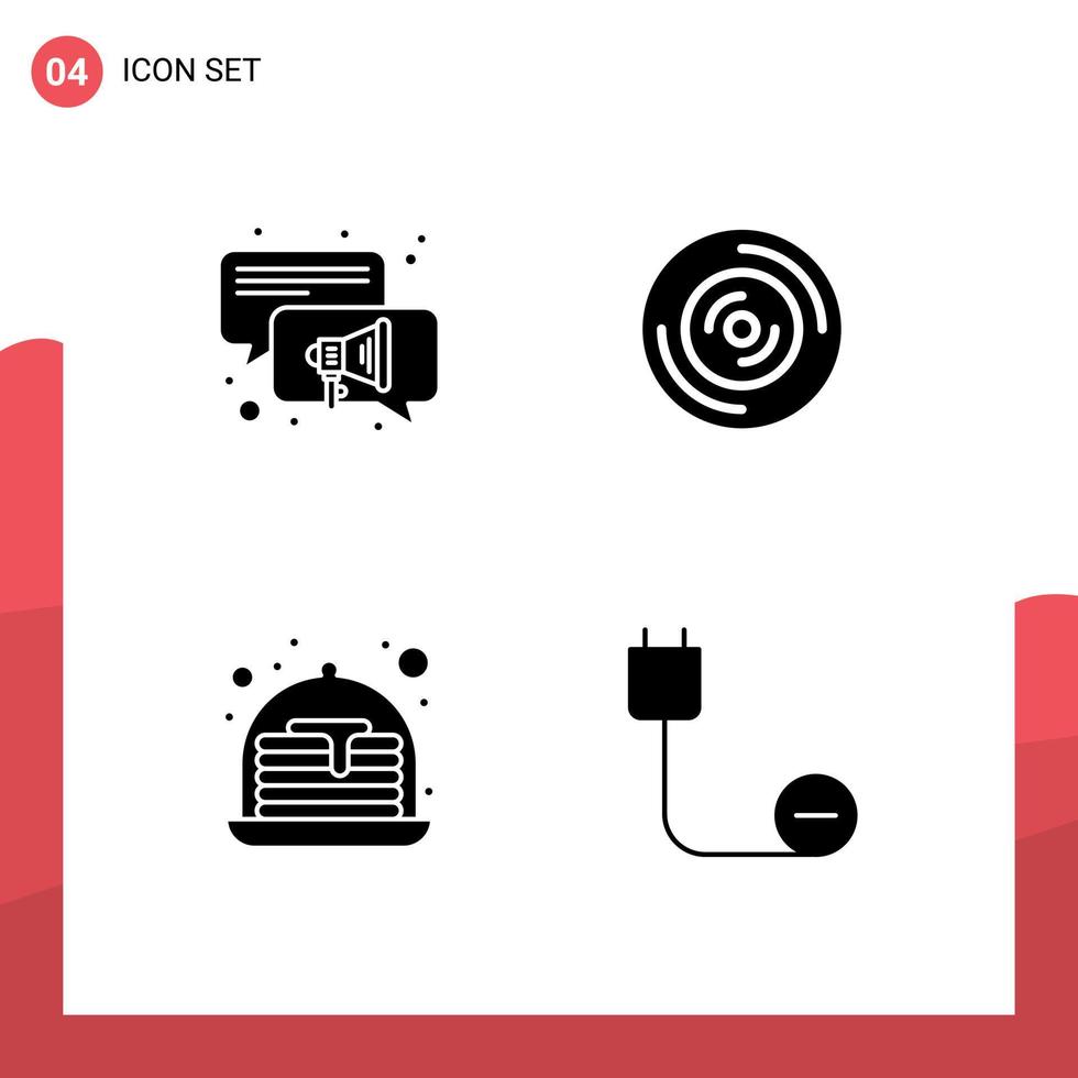Universal Icon Symbols Group of Modern Solid Glyphs of conversation sweets disc cd cord Editable Vector Design Elements