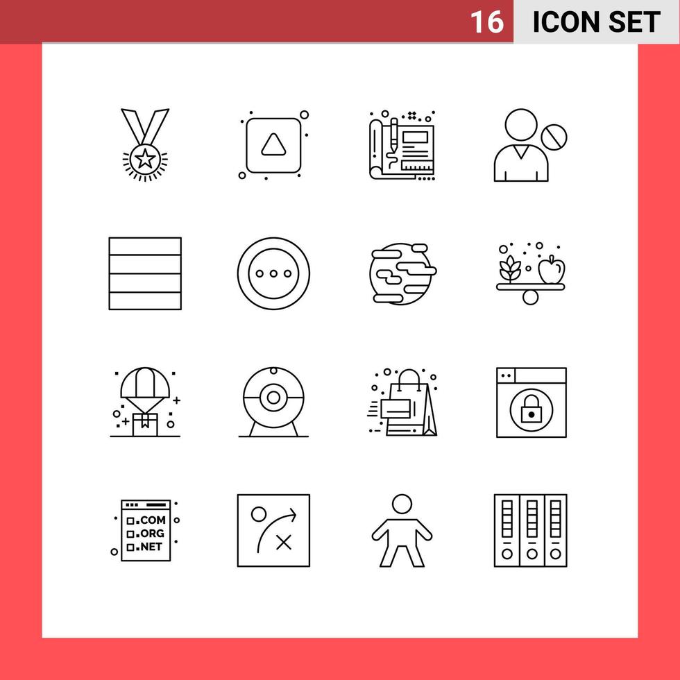 Set of 16 Modern UI Icons Symbols Signs for interface avatar direction design engineering Editable Vector Design Elements