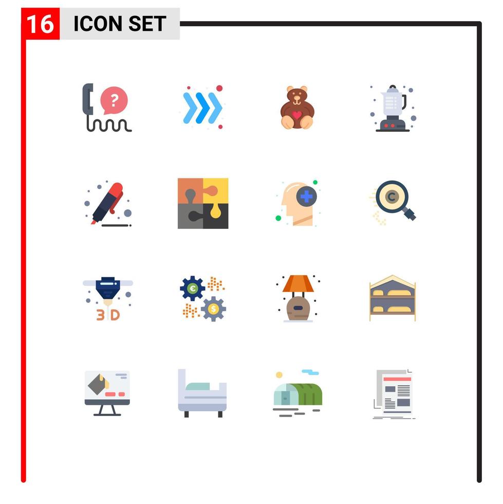 16 Universal Flat Colors Set for Web and Mobile Applications education back to school hearts kitchen blender Editable Pack of Creative Vector Design Elements