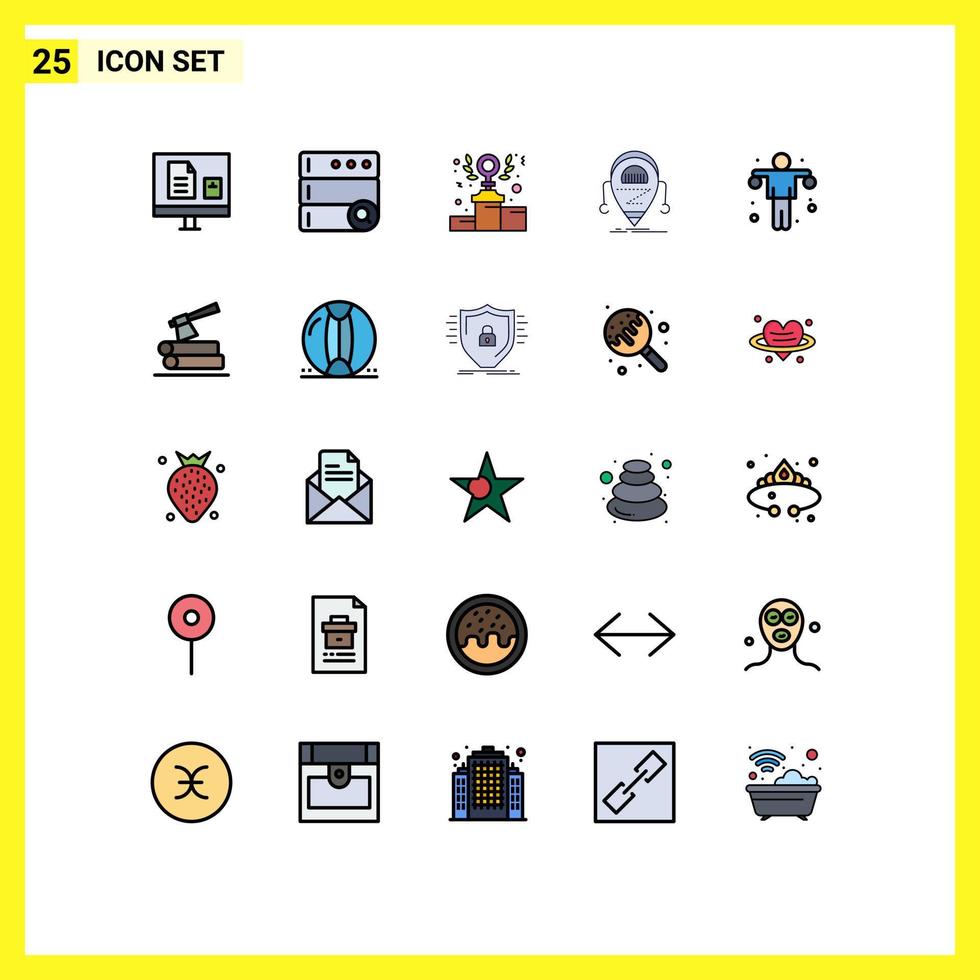 25 iconos creativos signos y símbolos modernos de dumbbell robot power droid android elementos de diseño vectorial editables vector