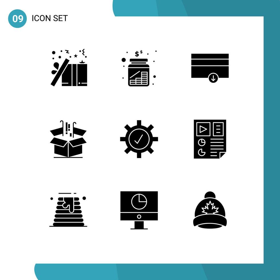 User Interface Pack of 9 Basic Solid Glyphs of marketing finance money business payment Editable Vector Design Elements